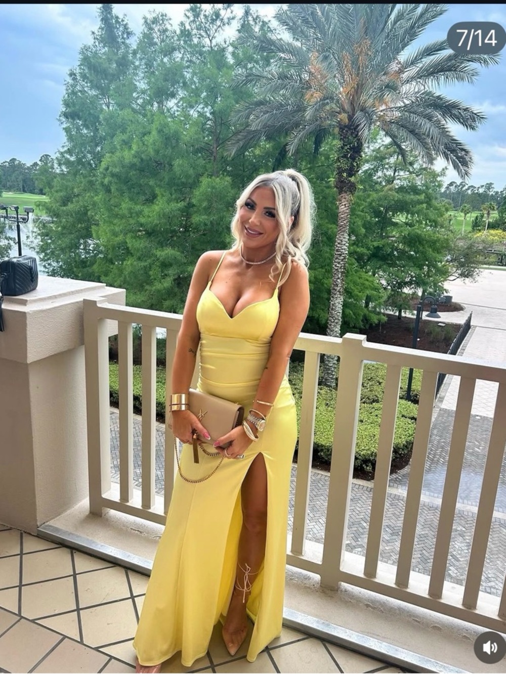 Butter Yellow Split Maxi Dress Women's Formal Gown